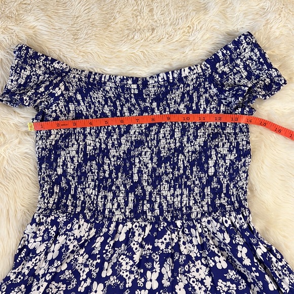 Express Blue and White Floral Off the Shoulder Dress - Picture 5 of 9